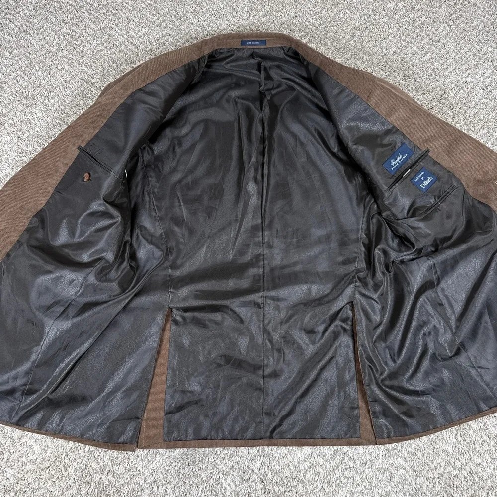 Ralph Lauren Blazer Mens 44L Brown Corduroy Polyester Blend Preppy Dark Academia